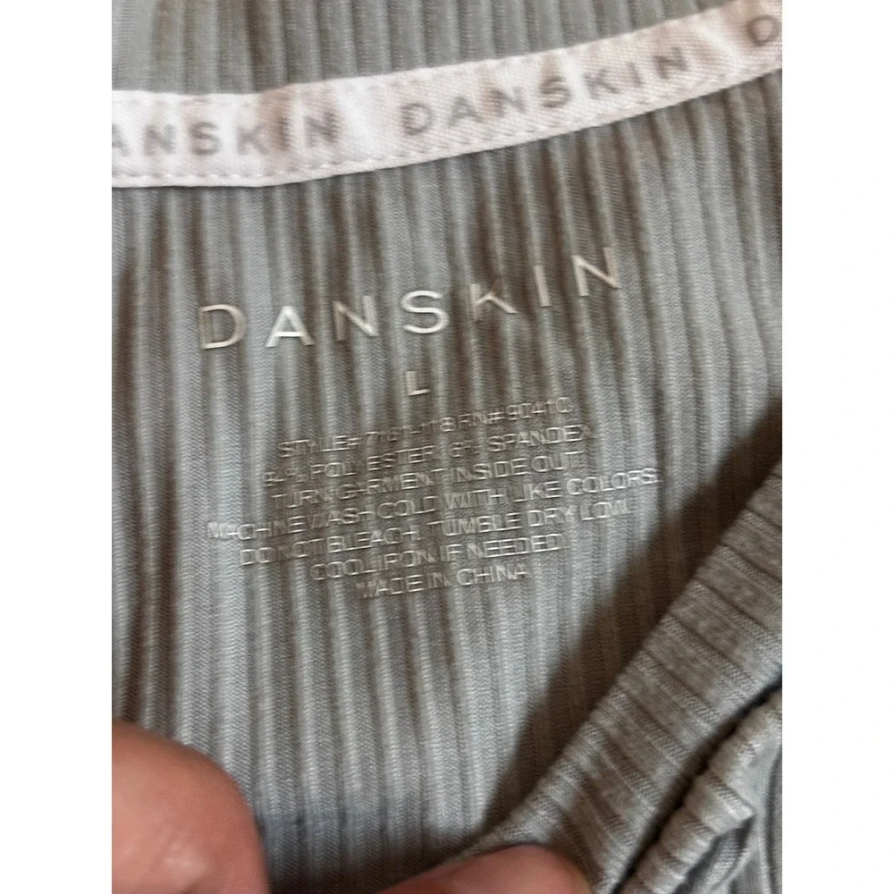 Danskin Lounge Set L Grey Ribbed Short Sleeve Top and Pants Athleisure Co-ord